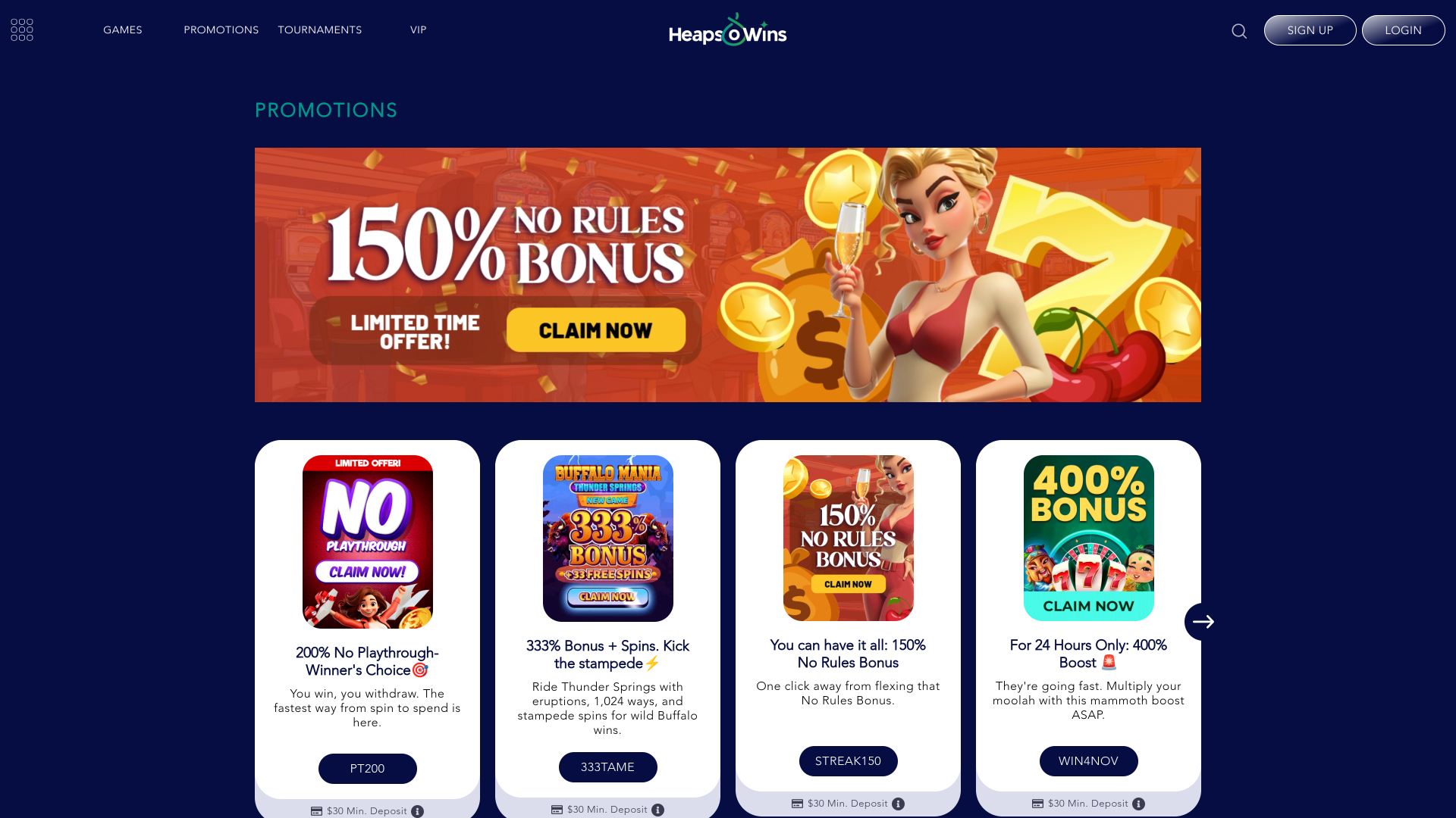 Heaps O Wins Casino live dealer tables